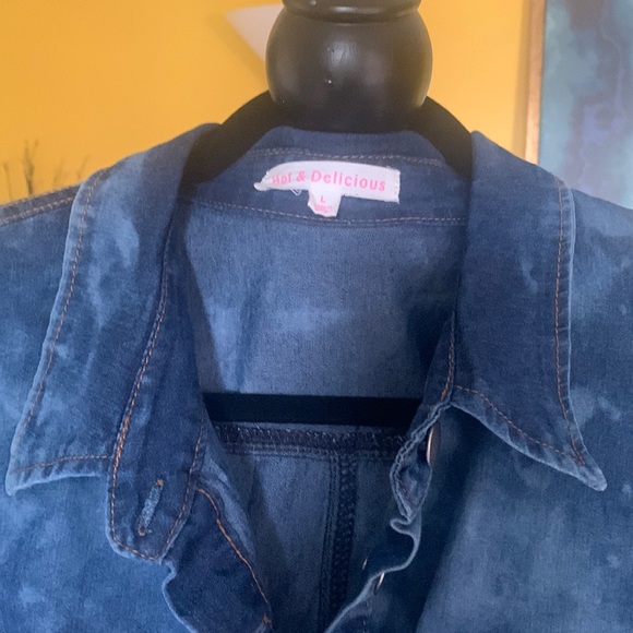 Cest la vie Hot and delicious distressed button up denim Jumpsuit - Picture 2 of 11